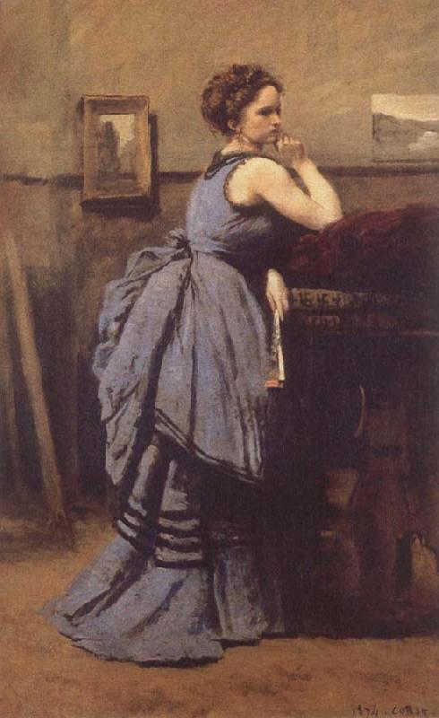 Jean Baptiste Camille  Corot WOman in Blue oil painting picture